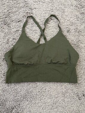 Offline By Aerie Real Me Stretch Extensible Medium Support Sports Bra Green S
